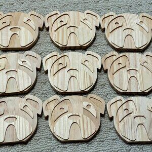 9 Wood Dog Faces Heads Unfinished Untreated - Arts & Crafts -